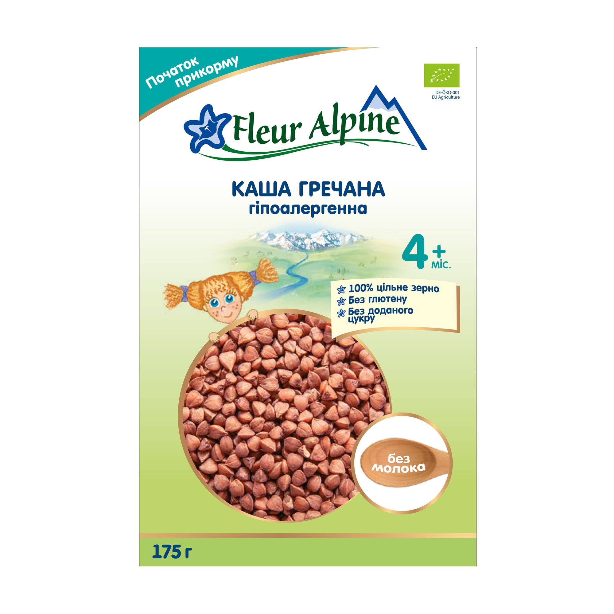Дитяча безмолочна каша Fleur Alpine Гречана, гіпоалергенна, від 4 місяців, 175 г